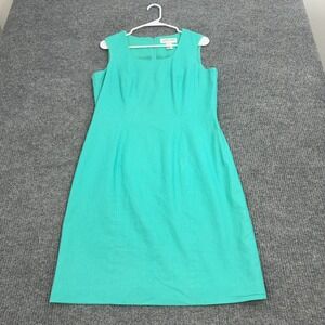 Carol Horn Workshop‎ Dress Womens 10 Teal Linen Cotton Blend Sleeveless Sheath